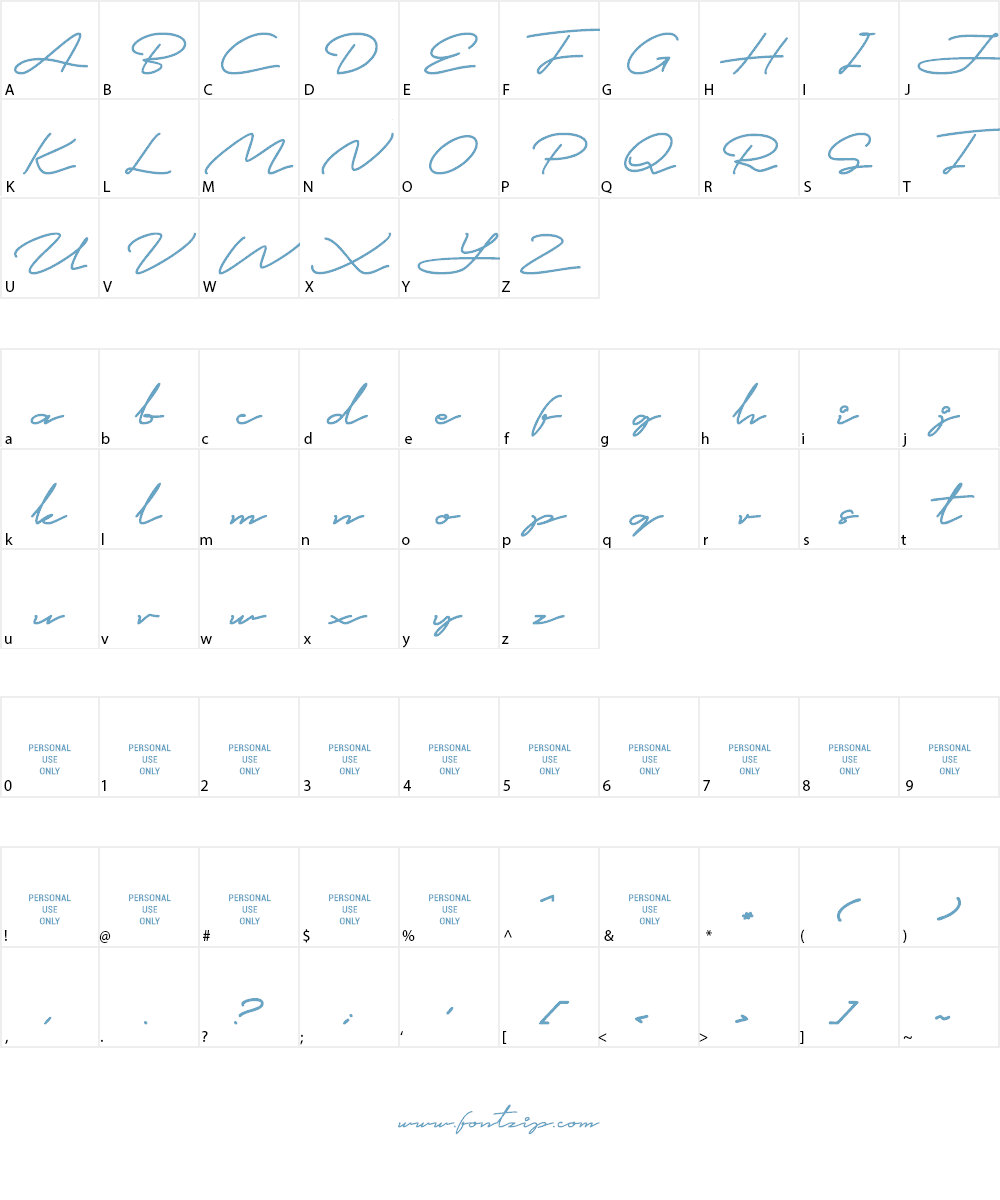 Simplicy Personal Use Only Font Character